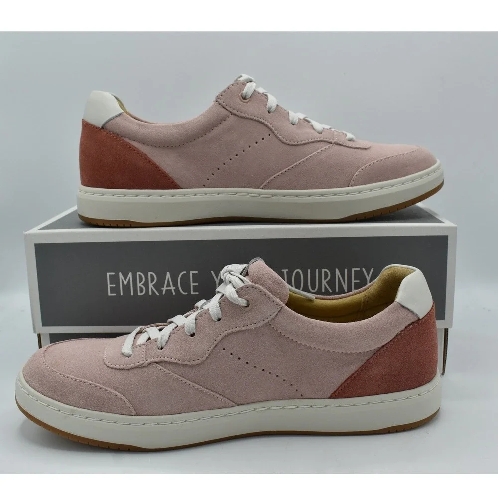 Dansko Womens Size 38 Josey Suede Blush Pink Lace Up Sneakers Shoes